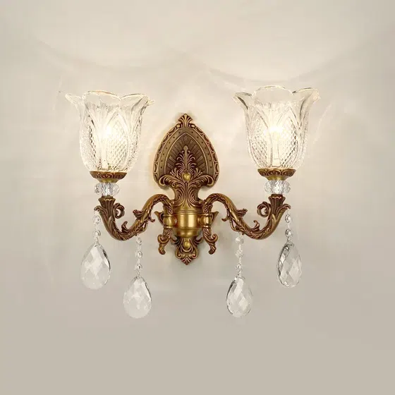 Copper Crystal LED Wall Lamp in Iron and Glass and Crystal, detail view