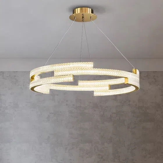 H12CM Copper Double-Sided Pendant Light in Aluminum, detail view