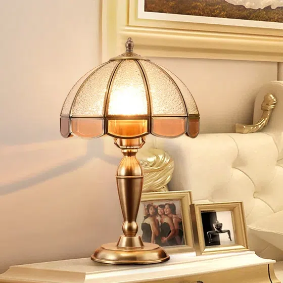 H48cm Copper Glass E27/E26 Table Light in Copper and Glass, product photograph