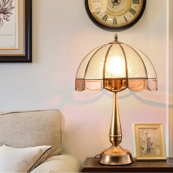 H48cm Copper Glass E27/E26 Table Light in Copper and Glass, installed view