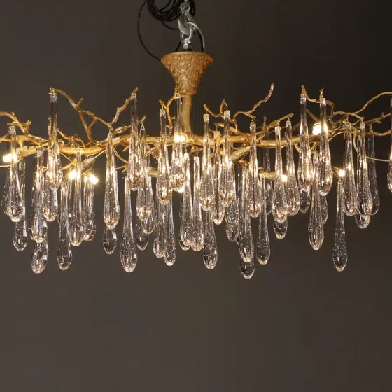 Art Copper Glass Water Drop Chandelier in Copper and Glass, scale view