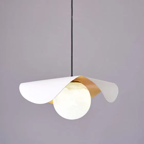 D40/60CM Copper Iron LED Pendant Light in Iron/Copper and Imitation Marble/Marble, installed view