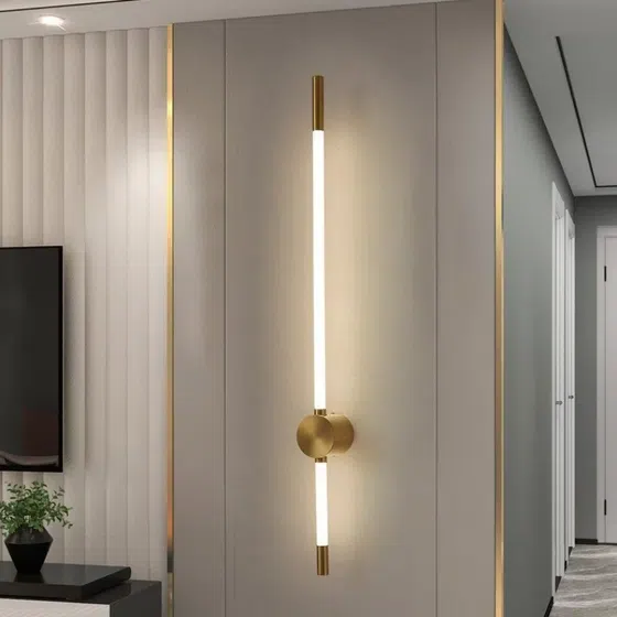 Copper LED Background Wall Light in Iron and Copper, installed view