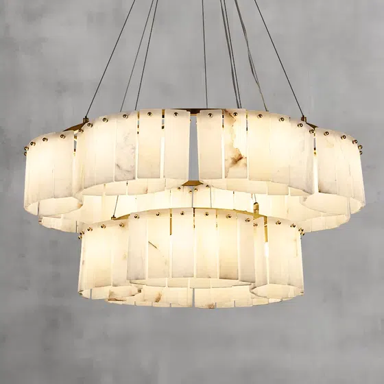 10-26 Heads Copper Marble Round Pendant Light in Copper and Marble, scale view