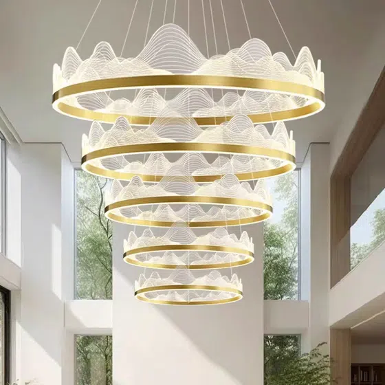 Copper Round Acrylic Pendant Lamp in Aluminum Plating and Acrylic, scale view