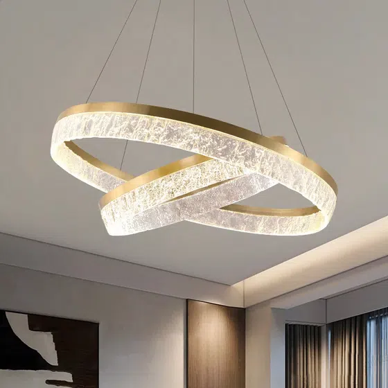 Copper Acrylic Circular Pendant Lamp in Aluminum Plating and Acrylic, scale view