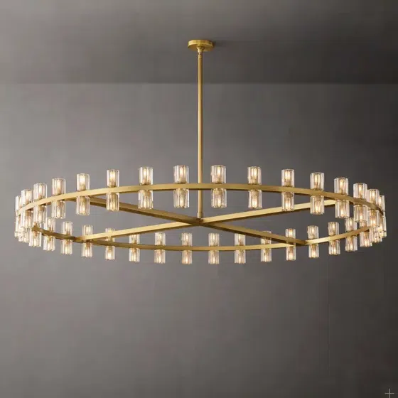 Copper Glass Single Layer Pendant Lamp in Iron Plating and Glass, product photograph