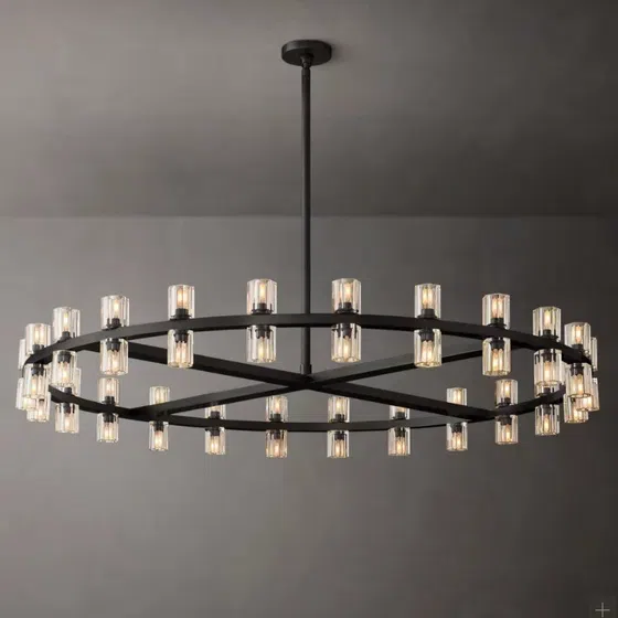 Copper Glass Single Layer Pendant Lamp in Iron Plating and Glass, detail view