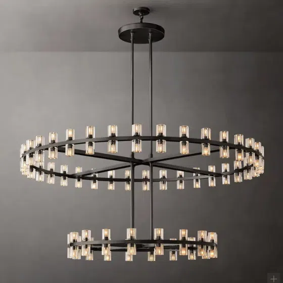 Copper Glass Single Layer Pendant Lamp in Iron Plating and Glass, installed view