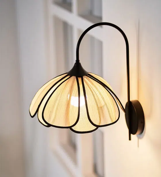 Creamy Petals Iron Fabric LED Wall Lamp in Iron and Fabric, scale view