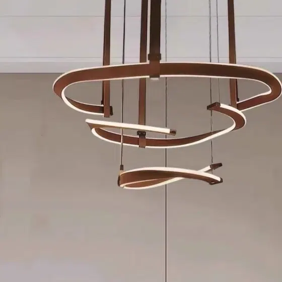 Nordic Creative Art Leather Pendant Lamp in Iron and Leather, installed view