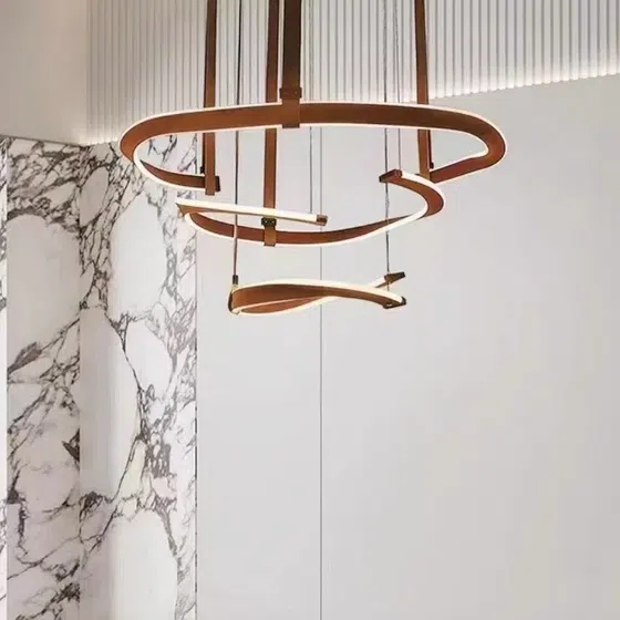 Nordic Creative Art Leather Pendant Lamp in Iron and Leather, scale view