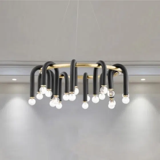 Modern Creativity U-Shaped Pendant Light in Iron, product photograph