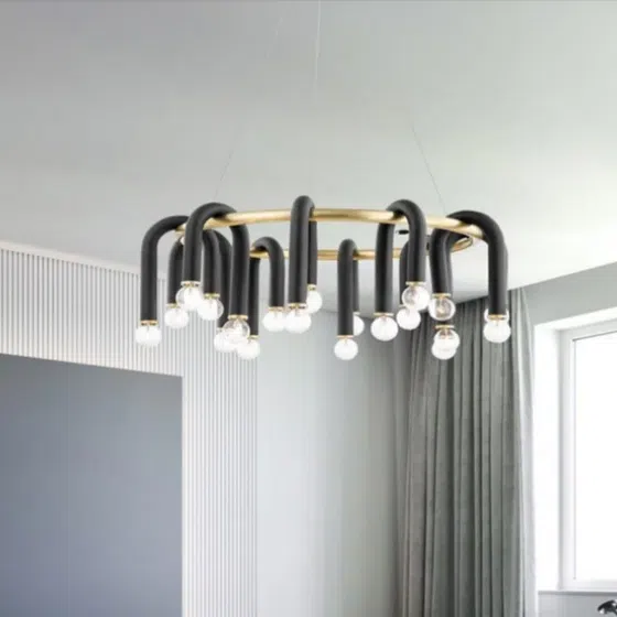 Modern Creativity U-Shaped Pendant Light in Iron, installed view