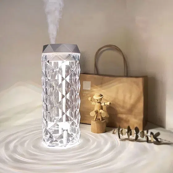Crystal USB Air Humidifier Table Lamp in PS and ABS, installed view