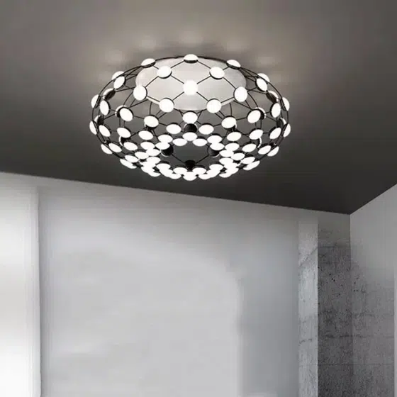 Crystal Iron Acrylic LED Pendant Lamp in Iron Plating and Acrylic, installed view