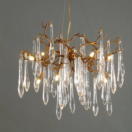 Crystal LED Chandelier Copper Light in Copper and Crystal, product photograph