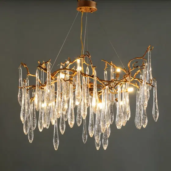 Crystal LED Chandelier Copper Light in Copper and Crystal, detail view