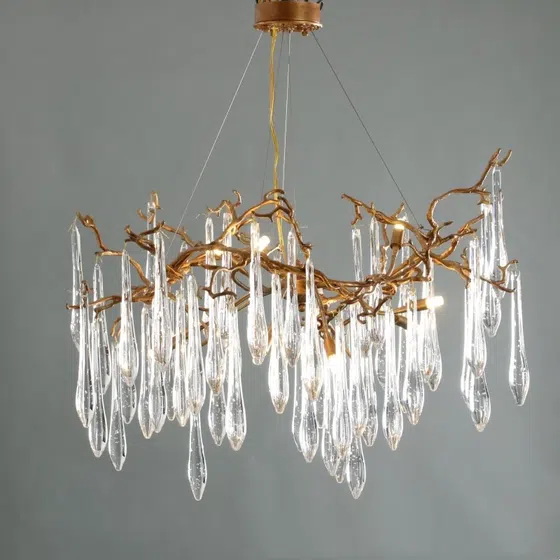 Crystal LED Chandelier Copper Light in Copper and Crystal, scale view