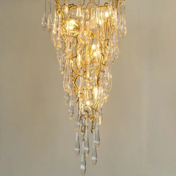 H180CM Crystal Tree Branch Chandelier in Copper and Crystal, detail view