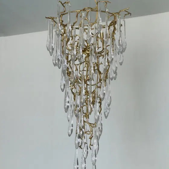 H180CM Crystal Tree Branch Chandelier in Copper and Crystal, scale view