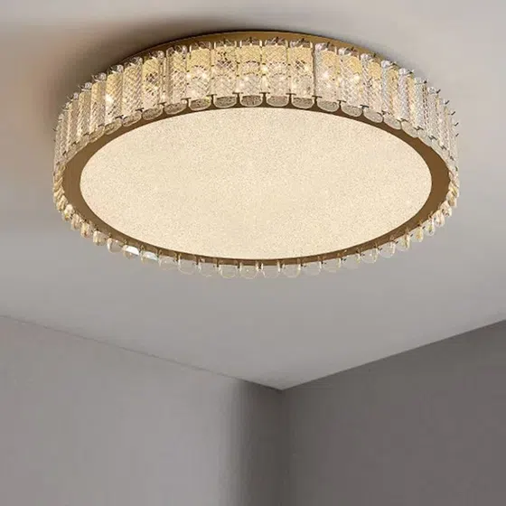 K9 Crystal Stainless Steel Ceiling Light in Stainless Steel and Crystal and Acrylic, installed view