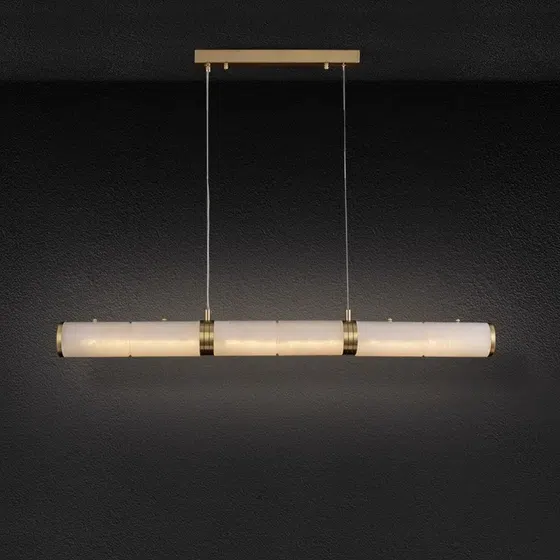 Long Cylinder Copper Marble Pendant Light in Copper Marble, product photograph