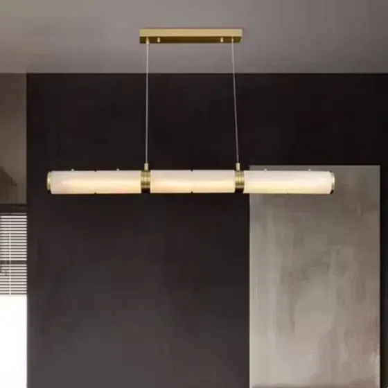 Long Cylinder Copper Marble Pendant Light in Copper Marble, detail view