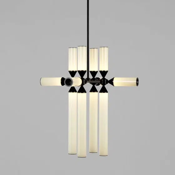 Aluminum Cylinder Glass Pendant Lamp in Aluminum and Glass, product photograph