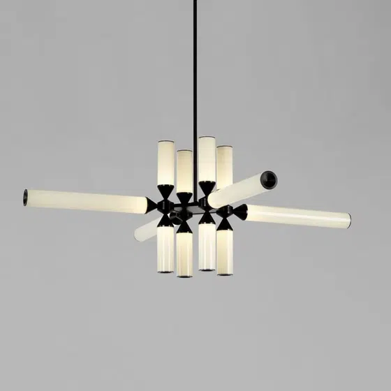 Aluminum Cylinder Glass Pendant Lamp in Aluminum and Glass, detail view