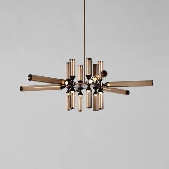 Aluminum Cylinder Glass Pendant Lamp in Aluminum and Glass, installed view