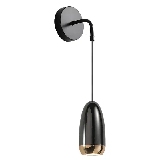 Cylinder Hovering Lift Small Wall Light in Aluminum and Lens, product photograph