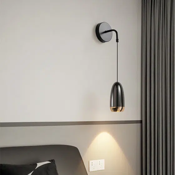 Cylinder Hovering Lift Small Wall Light in Aluminum and Lens, detail view
