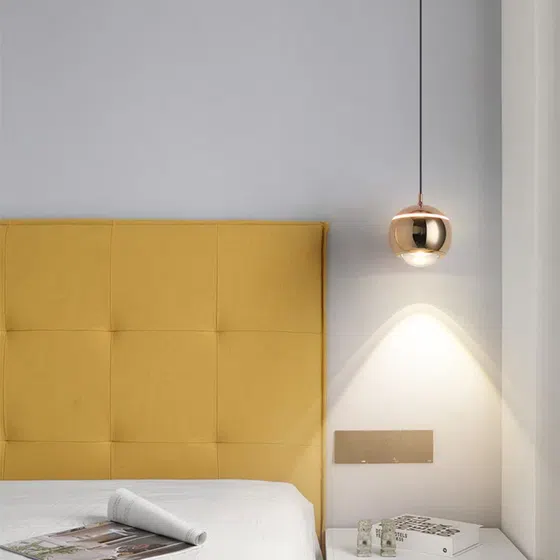 D10CM White Golden Black Blue Red Ball Pendant Lamp in Aluminum and Lens, detail view