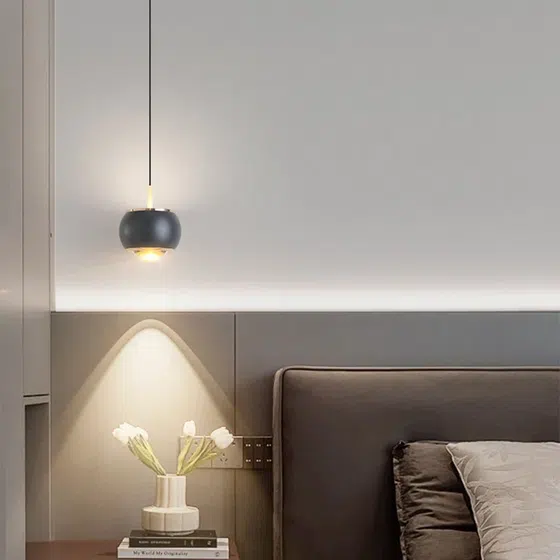 D10CM LED Lens Metal Pendant Light in Aluminum and Lens, installed view