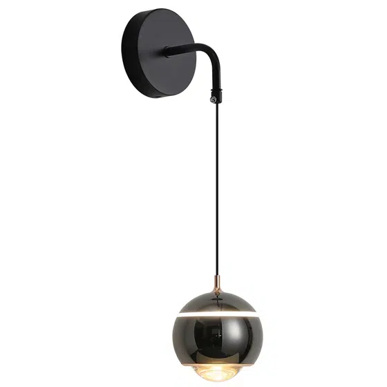 D10cm Round Ball Aluminum Wall Light in Aluminum and Lens, product photograph
