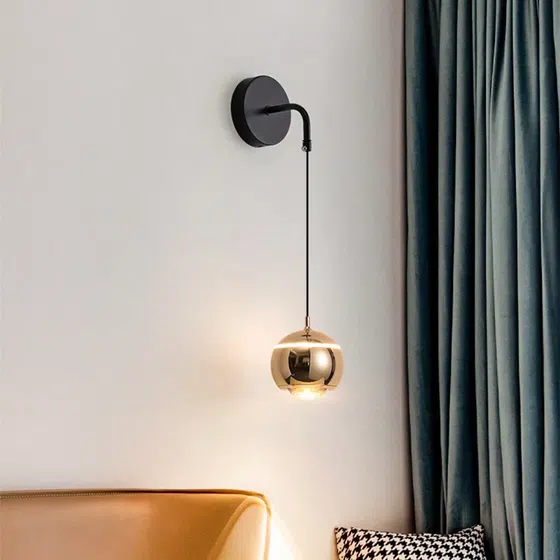 D10cm Round Ball Aluminum Wall Light in Aluminum and Lens, detail view