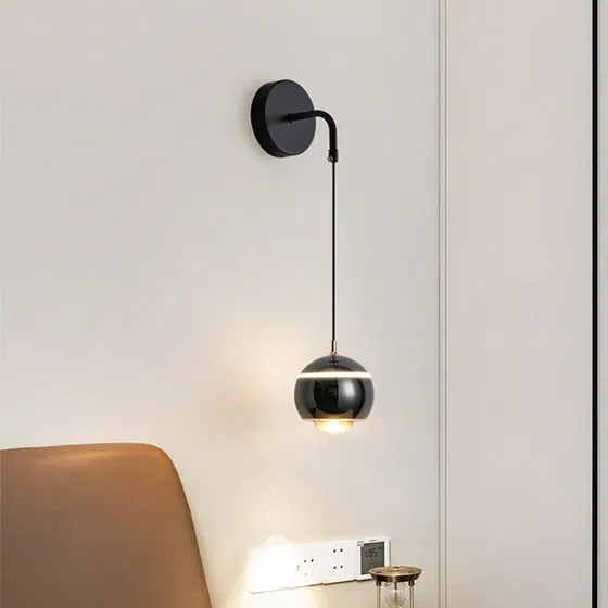 D10cm Round Ball Aluminum Wall Light in Aluminum and Lens, scale view
