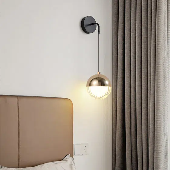 D12cm Black Iron Acrylic Wall Light in Iron and Acrylic, detail view