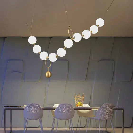 D130/220CM Aluminum PE Pendant Light in Aluminum and PE, installed view