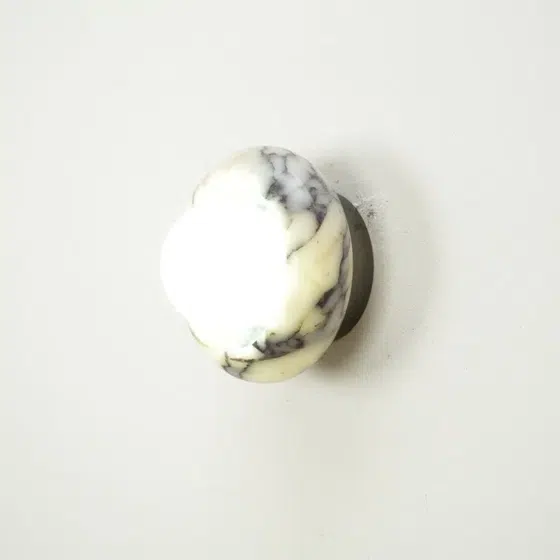 D15cm G9 Round Marble Wall Lamp in Hardware and Bulgari Stone, installed view