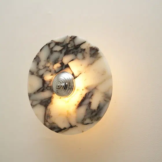 D20/25/30cm Round Marble Wall Light in Hardware and Bulgari Stone, product photograph