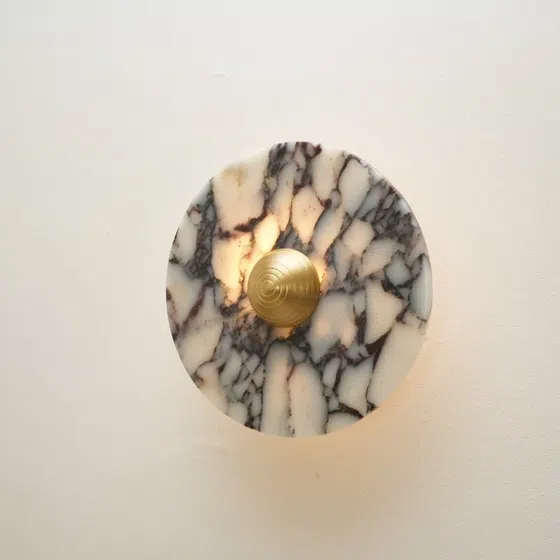 D20/25/30cm Round Marble Wall Light in Hardware and Bulgari Stone, scale view