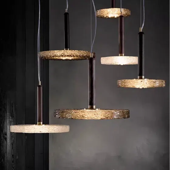 D25CM Smoke Gray Glass Pendant Lamp in Iron and Glass, product photograph
