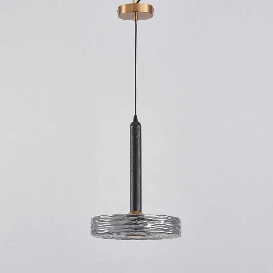 D25CM Smoke Gray Glass Pendant Lamp in Iron and Glass, detail view