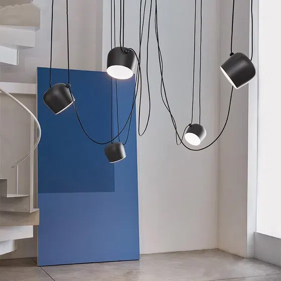 D28/30cm White Black Pendant Lamp in Aluminum Cover and Small Iron Parts, detail view