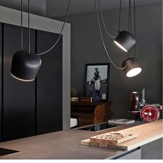 D28/30cm White Black Pendant Lamp in Aluminum Cover and Small Iron Parts, scale view