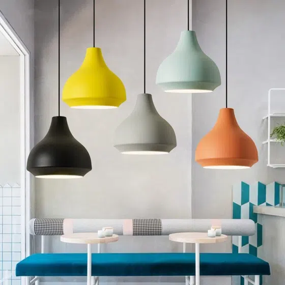D28/35cm Simple Basket Shade Pendant Light in Aluminum, product photograph
