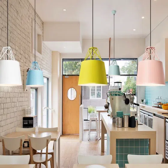 D30cm Aluminum Metal Pendant Light in Aluminum Cover and Iron Bracket, installed view