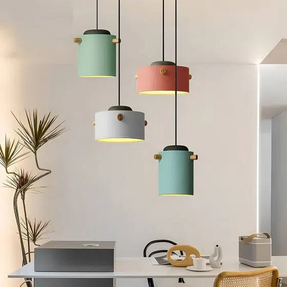 D30cm Column Aluminum Pendant Lamp in Aluminum, product photograph